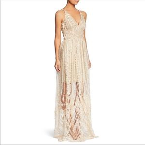 Dress the Population | Tan Maxi Dress